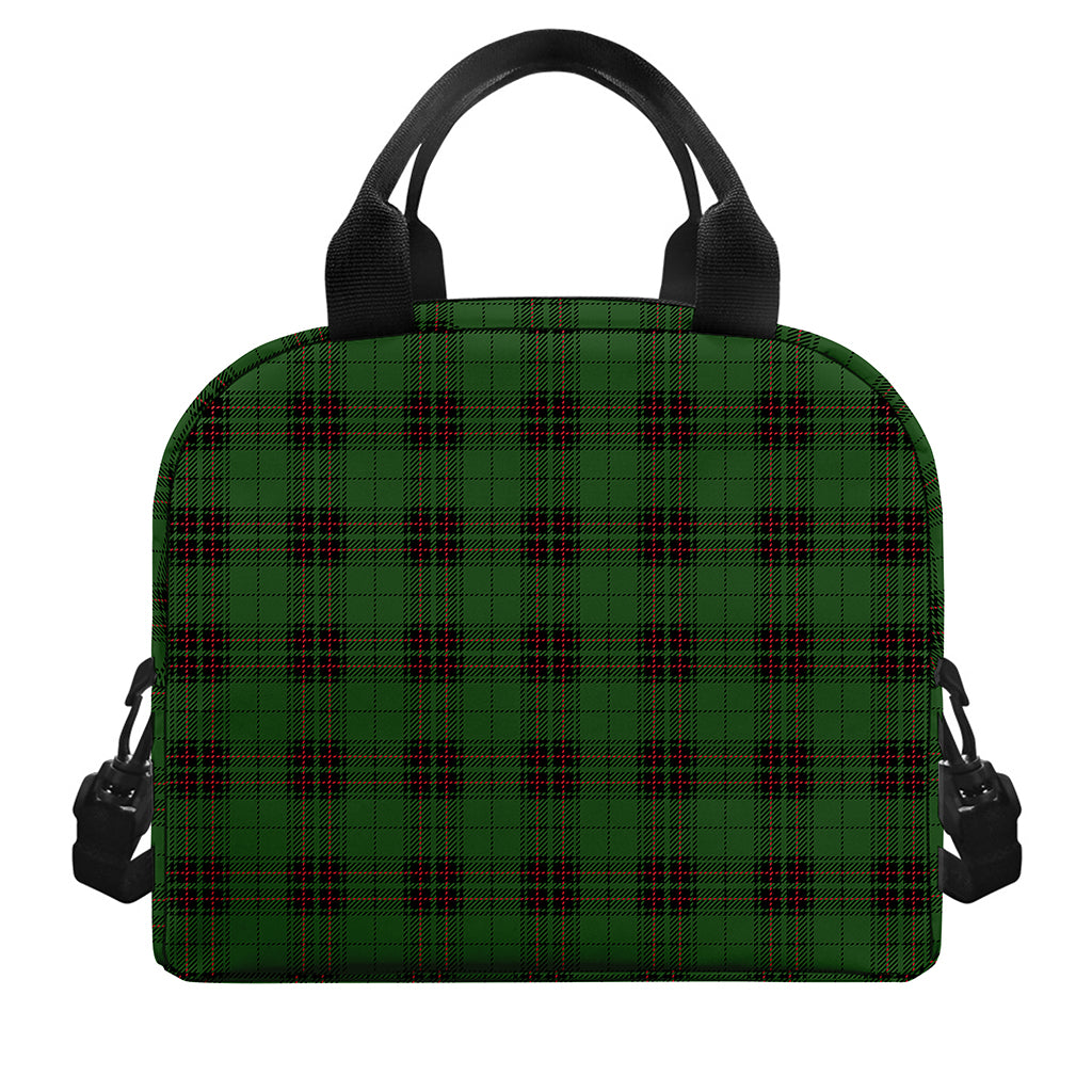 Green Black And Red Tartan Pattern Print Insulated Lunch Bag