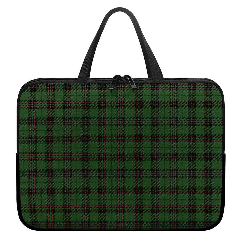 Green Black And Red Tartan Pattern Print Laptop Sleeve With Handle