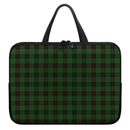 Green Black And Red Tartan Pattern Print Laptop Sleeve With Handle