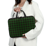 Green Black And Red Tartan Pattern Print Laptop Sleeve With Handle
