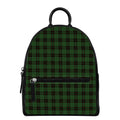 Green Black And Red Tartan Pattern Print Leather Backpack