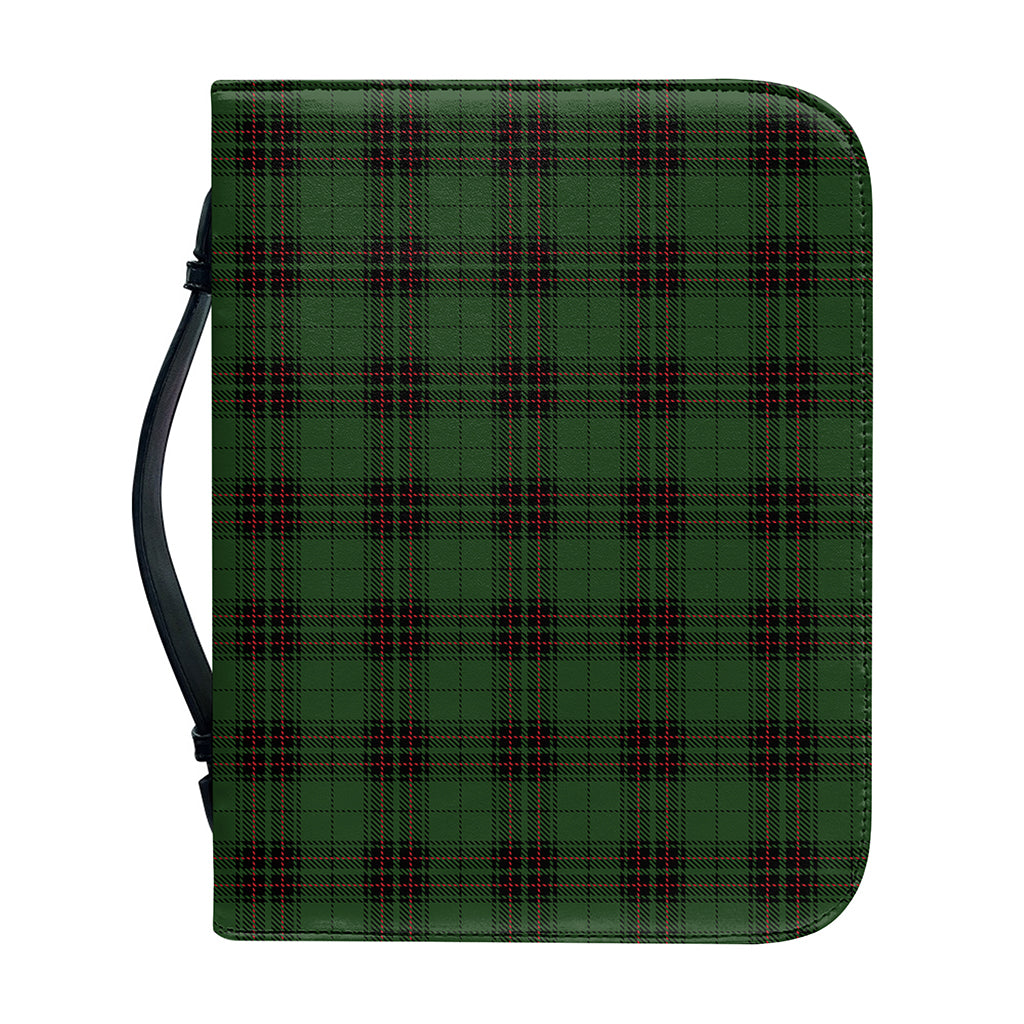 Green Black And Red Tartan Pattern Print Leather Bible Cover