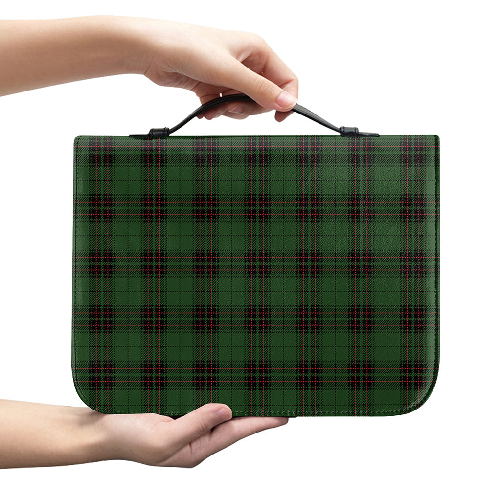 Green Black And Red Tartan Pattern Print Leather Bible Cover