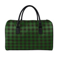 Green Black And Red Tartan Pattern Print Leather Duffel Bag
