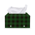 Green Black And Red Tartan Pattern Print Leather Tissue Box Cover