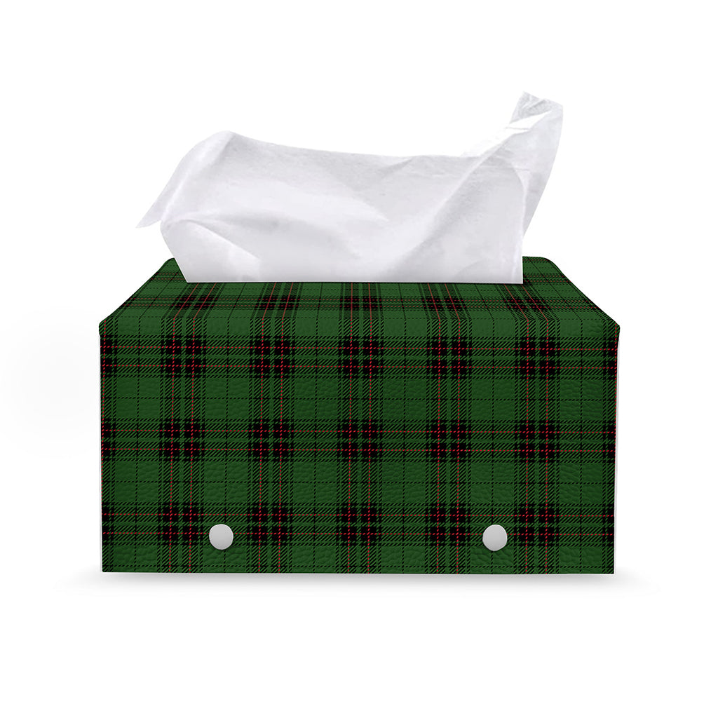 Green Black And Red Tartan Pattern Print Leather Tissue Box Cover