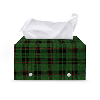 Green Black And Red Tartan Pattern Print Leather Tissue Box Cover