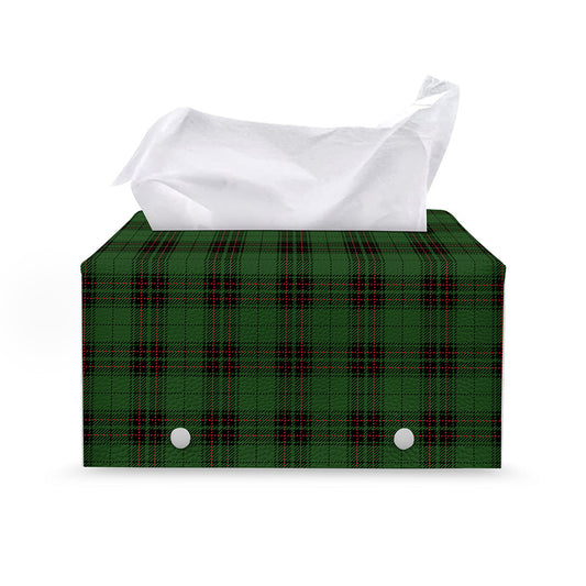 Green Black And Red Tartan Pattern Print Leather Tissue Box Cover