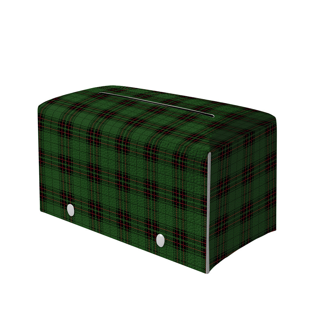 Green Black And Red Tartan Pattern Print Leather Tissue Box Cover