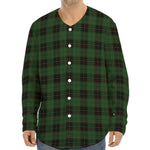 Green Black And Red Tartan Pattern Print Long Sleeve Baseball Jersey