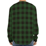 Green Black And Red Tartan Pattern Print Long Sleeve Baseball Jersey