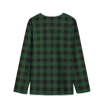 Green Black And Red Tartan Pattern Print Long Sleeve Short Coat