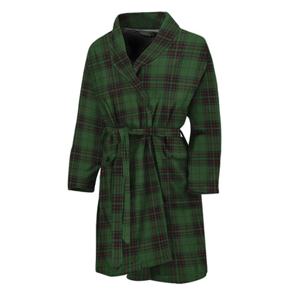 Green Black And Red Tartan Pattern Print Men's Bathrobe