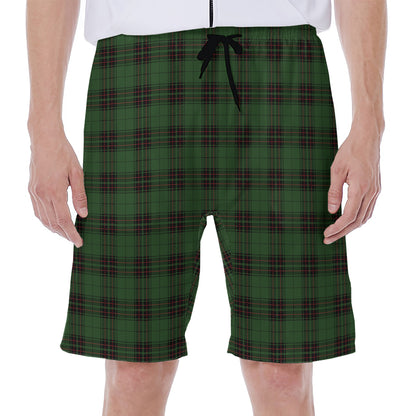 Green Black And Red Tartan Pattern Print Men's Beach Shorts