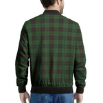 Green Black And Red Tartan Pattern Print Men's Bomber Jacket