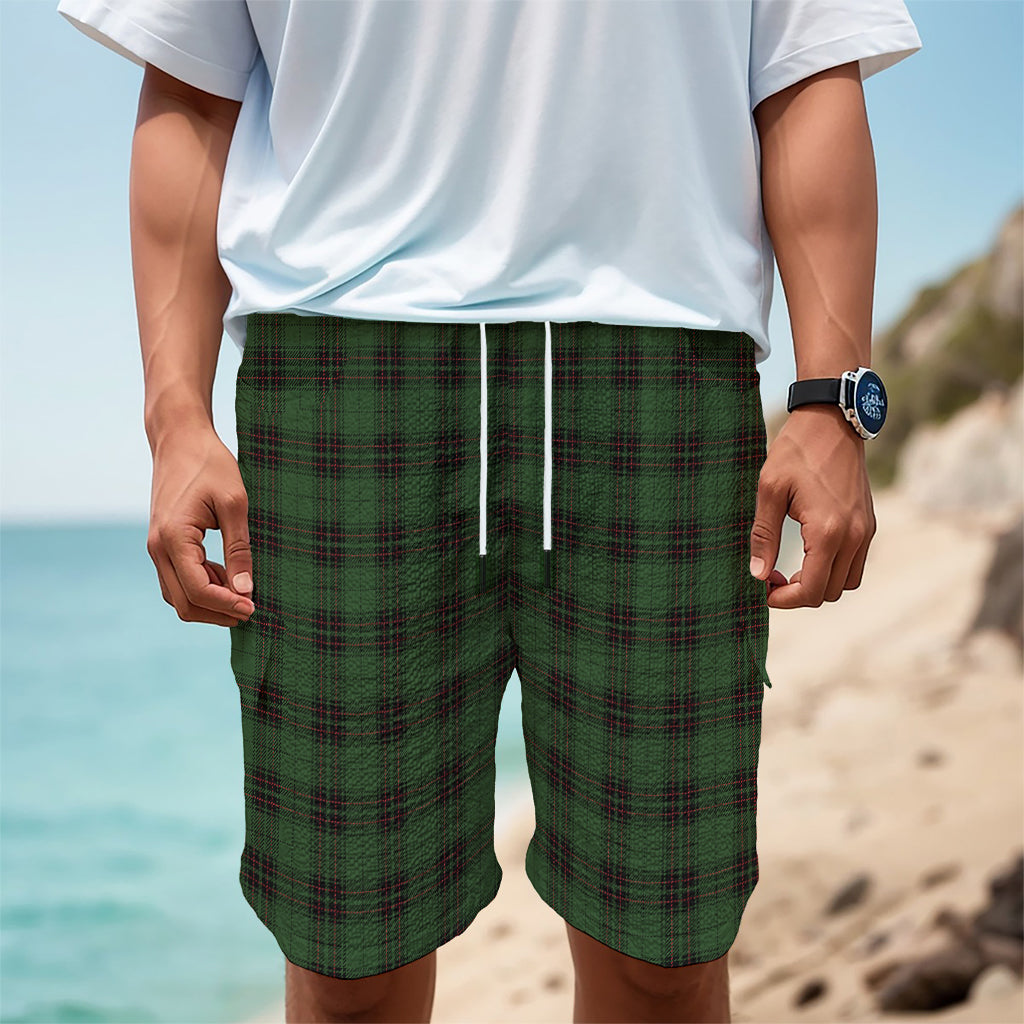 Green Black And Red Tartan Pattern Print Men's Cargo Shorts