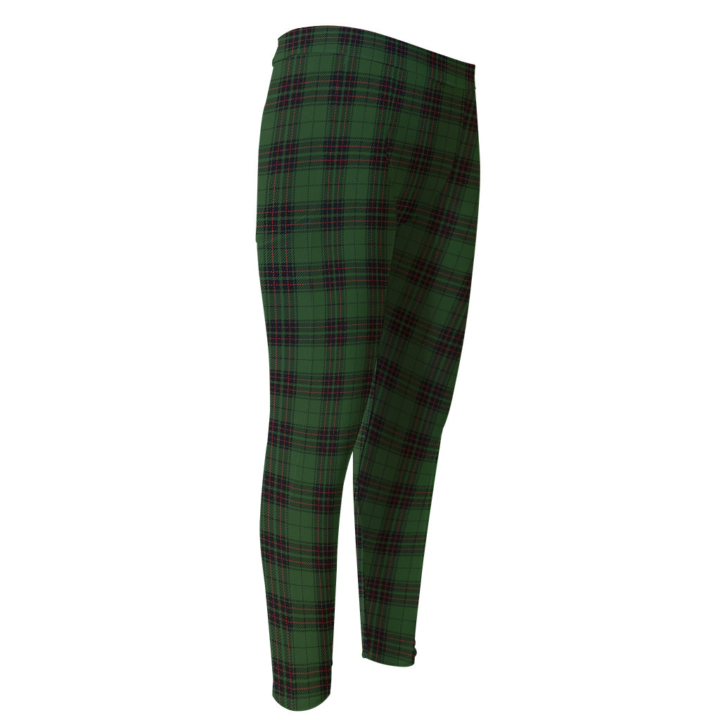 Green Black And Red Tartan Pattern Print Men's Compression Pants