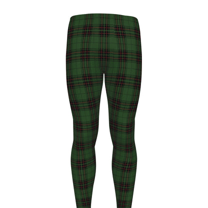 Green Black And Red Tartan Pattern Print Men's leggings