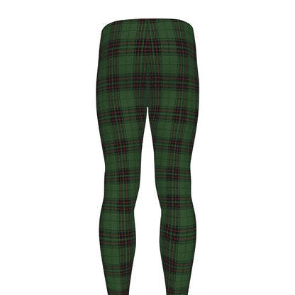 Green Black And Red Tartan Pattern Print Men's leggings