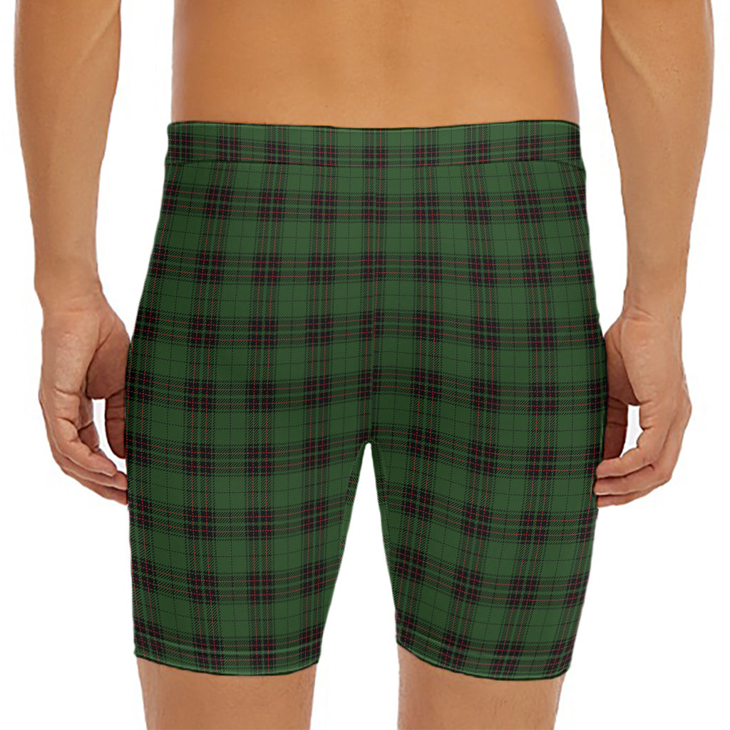 Green Black And Red Tartan Pattern Print Men's Long Boxer Briefs
