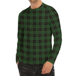 Green Black And Red Tartan Pattern Print Men's Long Sleeve Rash Guard