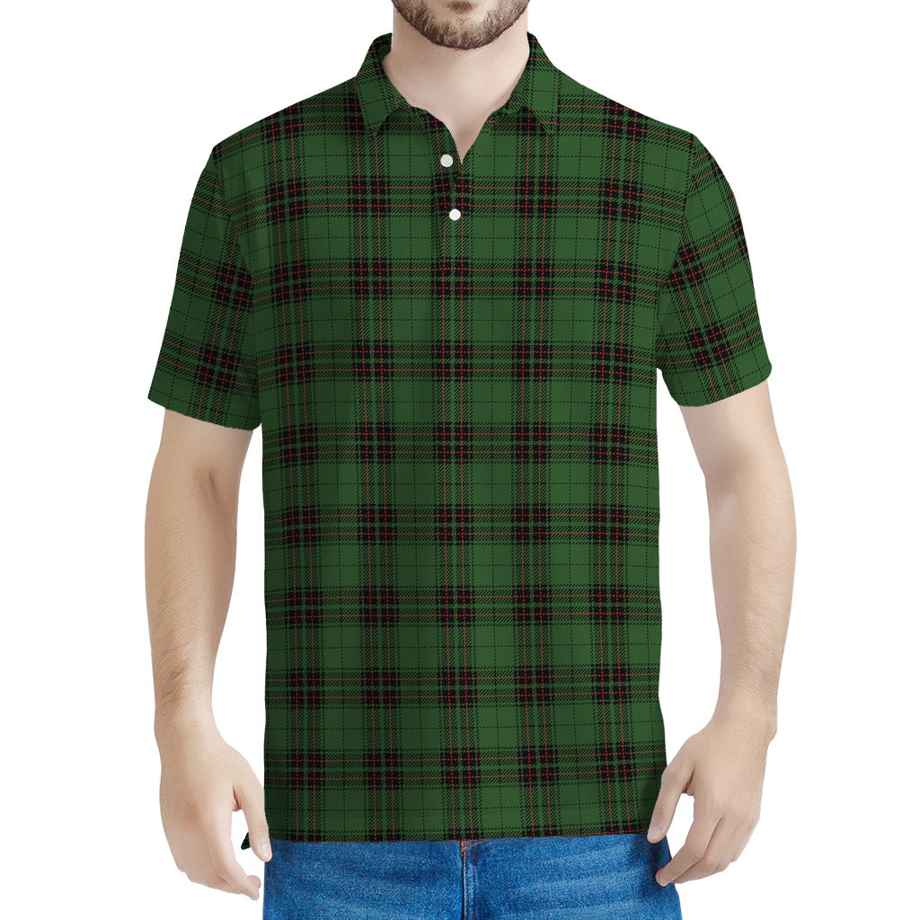 Green Black And Red Tartan Pattern Print Men's Polo Shirt