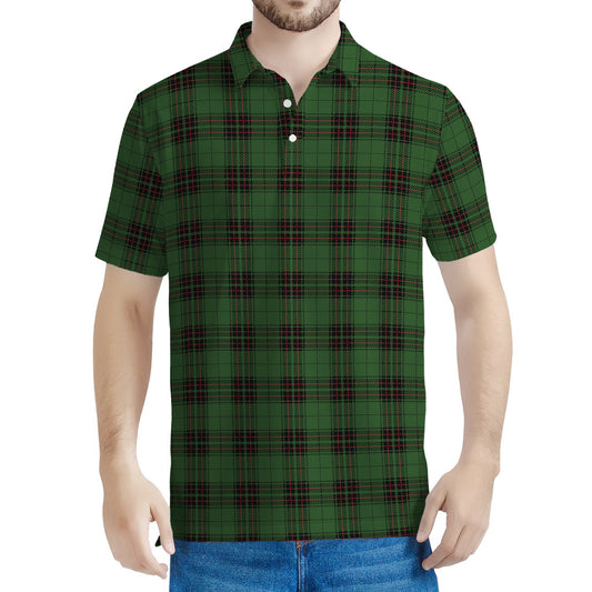 Green Black And Red Tartan Pattern Print Men's Polo Shirt