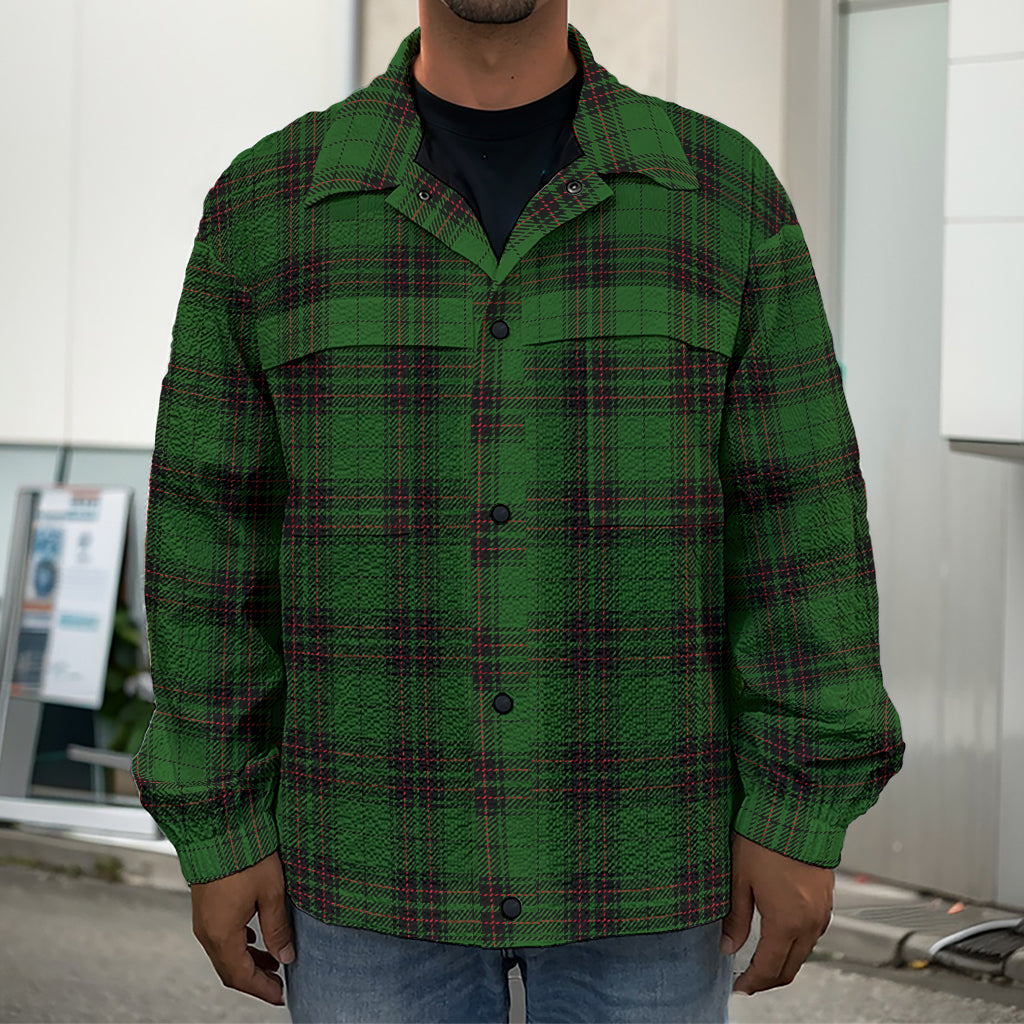 Green Black And Red Tartan Pattern Print Men's Shirt Jacket