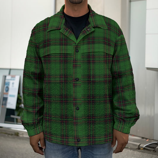Green Black And Red Tartan Pattern Print Men's Shirt Jacket