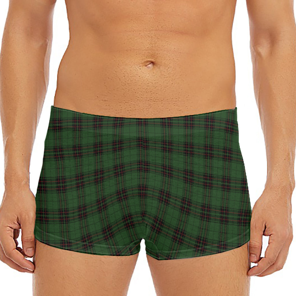 Green Black And Red Tartan Pattern Print Men's Short Boxer Briefs