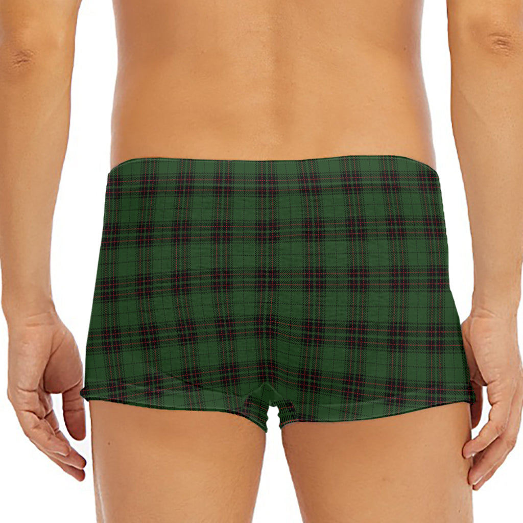 Green Black And Red Tartan Pattern Print Men's Short Boxer Briefs