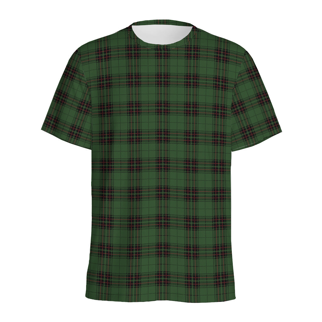 Green Black And Red Tartan Pattern Print Men's Sports T-Shirt
