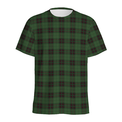 Green Black And Red Tartan Pattern Print Men's Sports T-Shirt