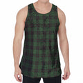 Green Black And Red Tartan Pattern Print Men's Velvet Tank Top