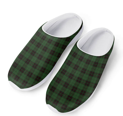 Green Black And Red Tartan Pattern Print Mesh Casual Shoes