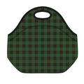 Green Black And Red Tartan Pattern Print Neoprene Lunch Bag