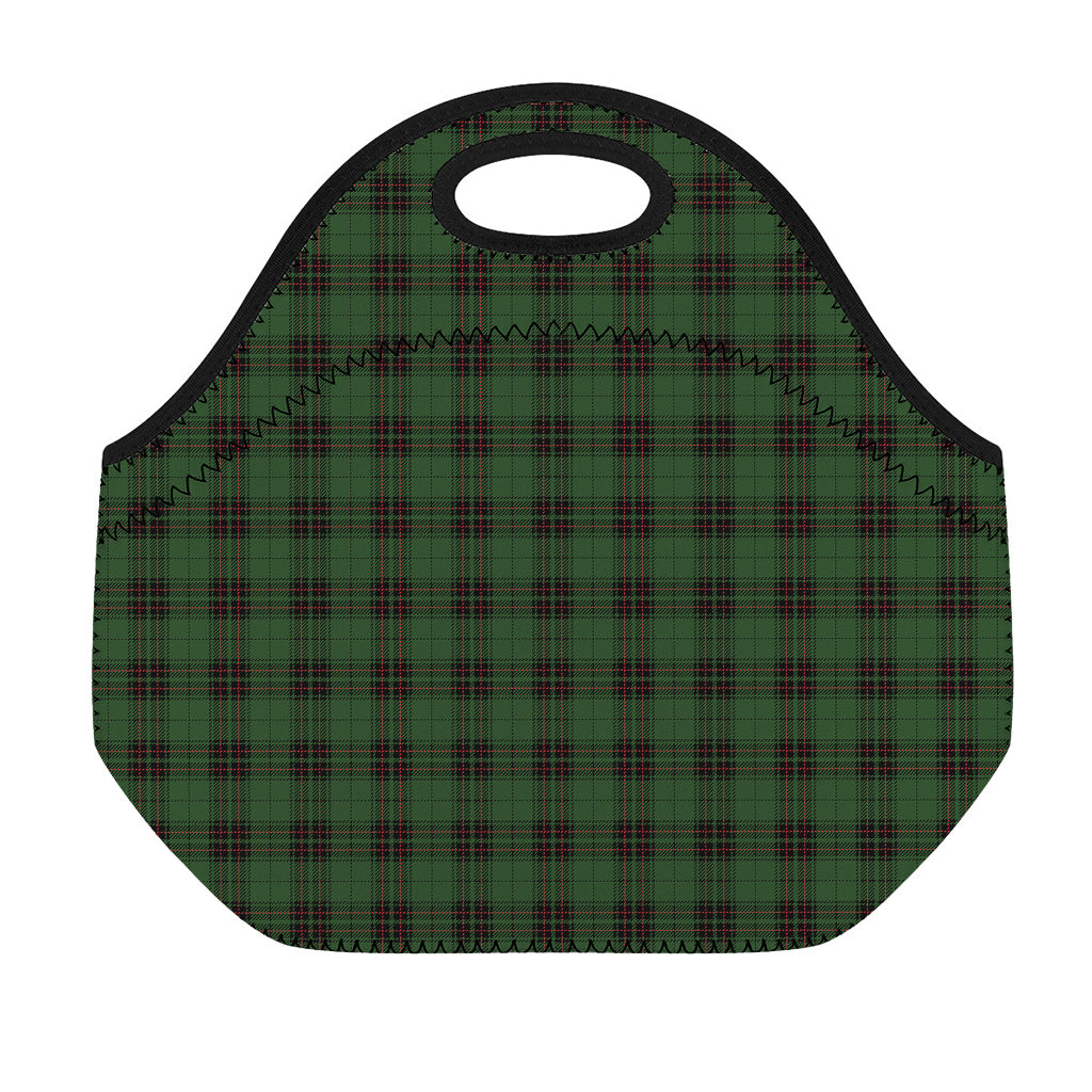 Green Black And Red Tartan Pattern Print Neoprene Lunch Bag