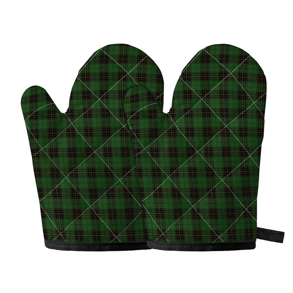 Green Black And Red Tartan Pattern Print Oven Mitts