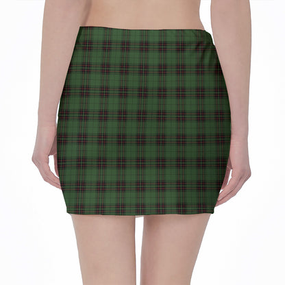 Green Black And Red Tartan Pattern Print Pencil Mini Skirt