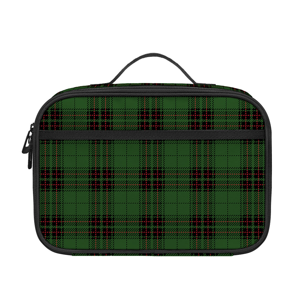 Green Black And Red Tartan Pattern Print Portable Lunch Bag