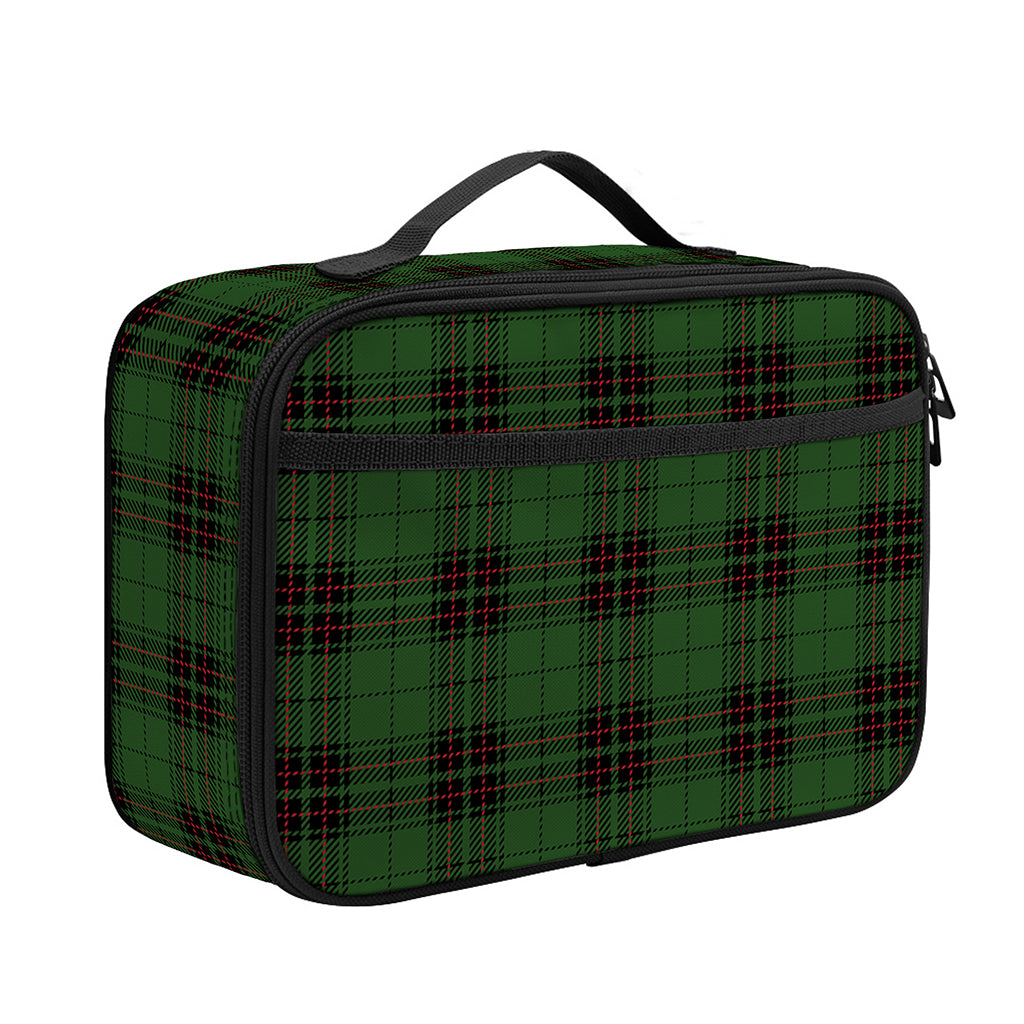 Green Black And Red Tartan Pattern Print Portable Lunch Bag
