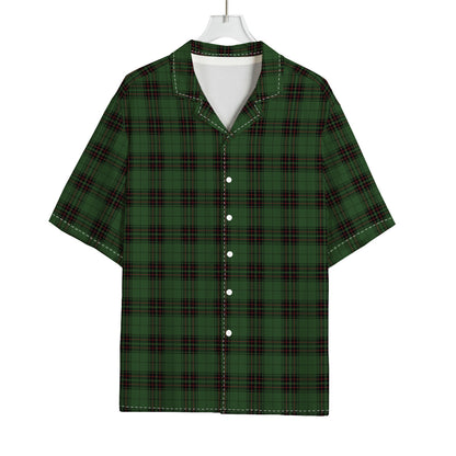 Green Black And Red Tartan Pattern Print Rayon Hawaiian Shirt