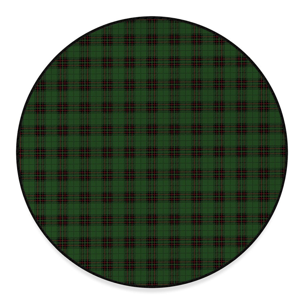 Green Black And Red Tartan Pattern Print Round Floor Mat