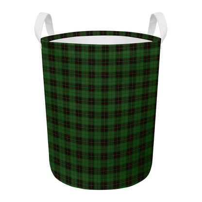 Green Black And Red Tartan Pattern Print Round Laundry Basket
