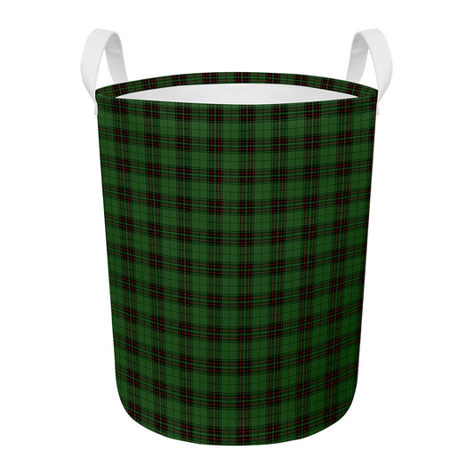 Green Black And Red Tartan Pattern Print Round Laundry Basket