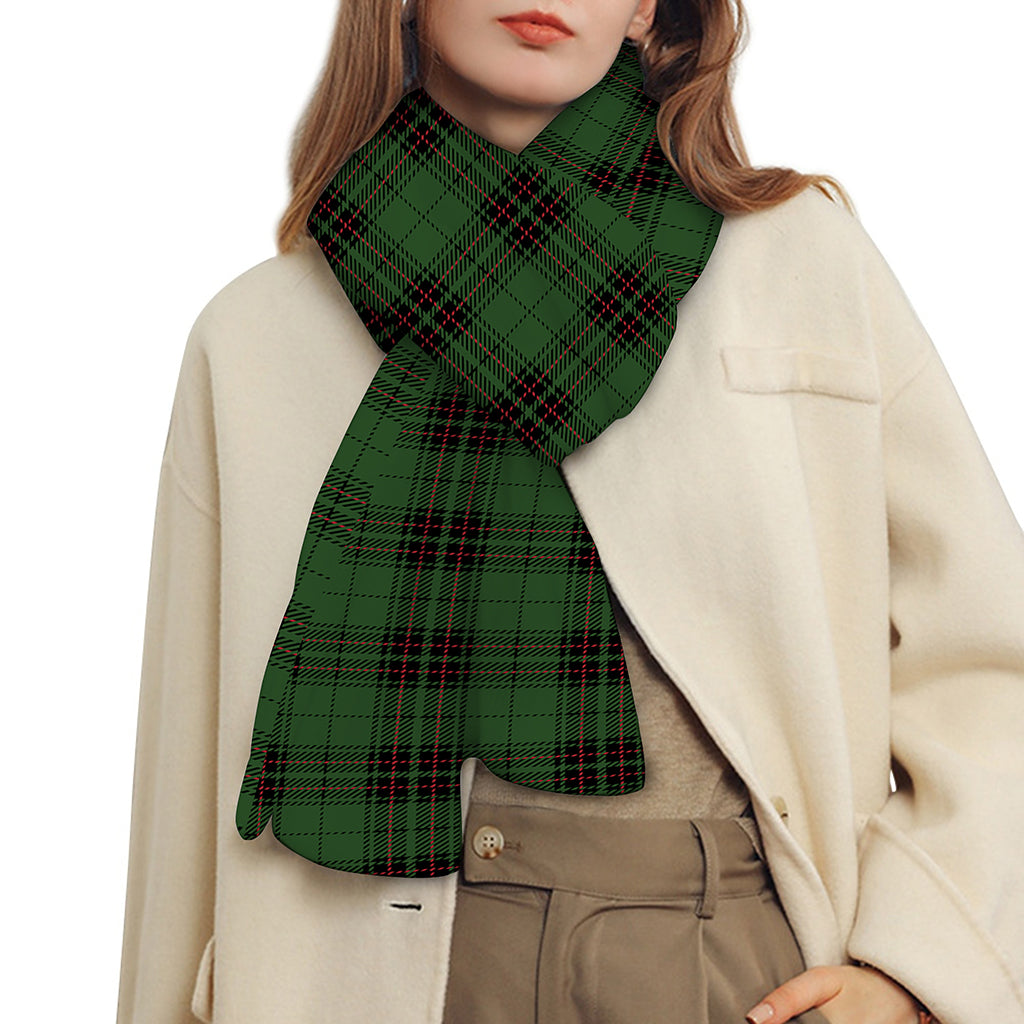 Green Black And Red Tartan Pattern Print Scarf