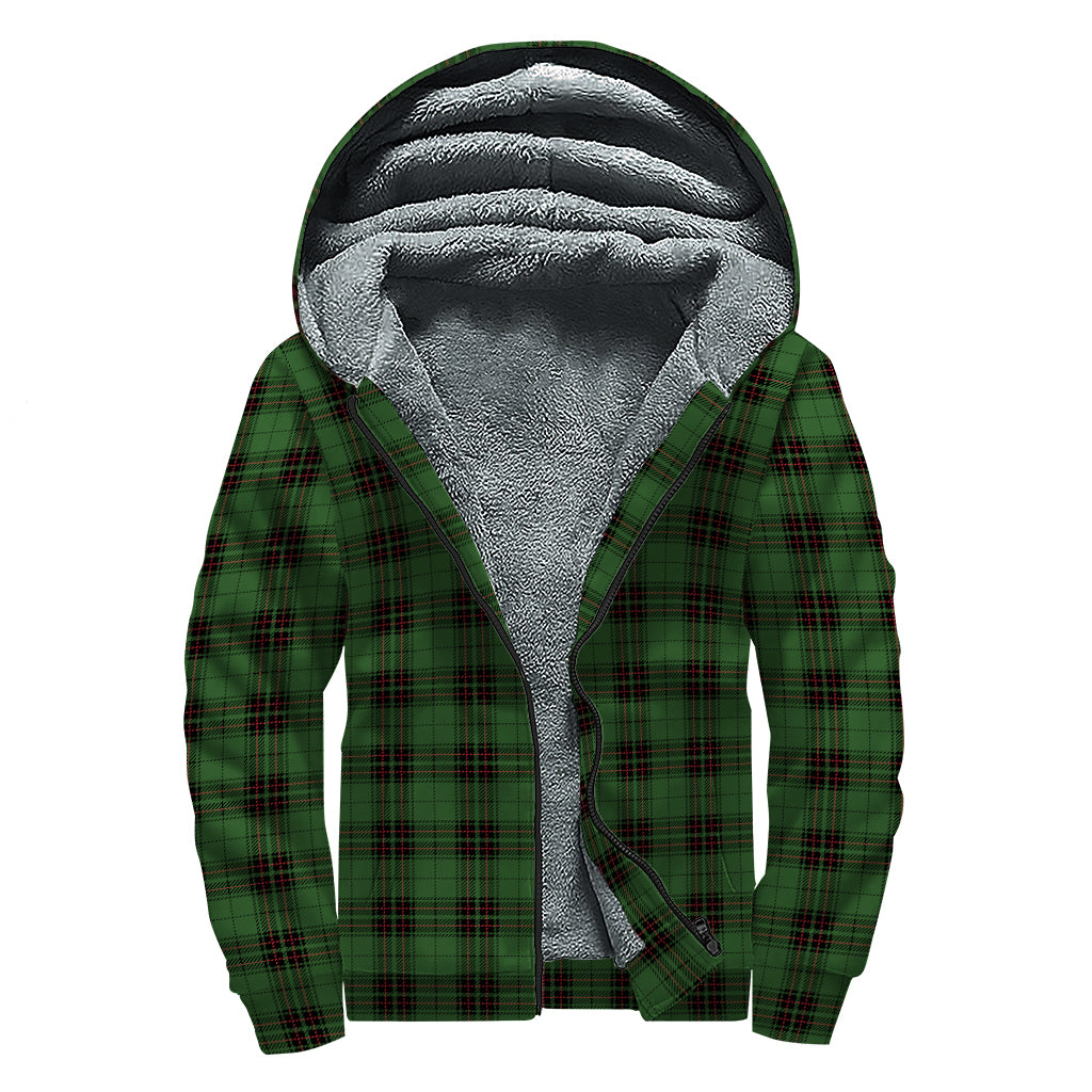 Green Black And Red Tartan Pattern Print Sherpa Lined Zip Up Hoodie