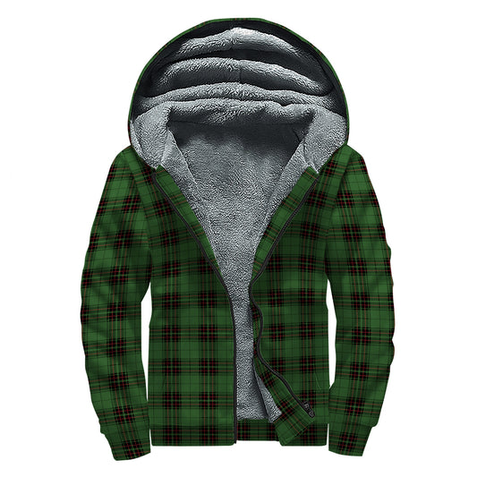 Green Black And Red Tartan Pattern Print Sherpa Lined Zip Up Hoodie