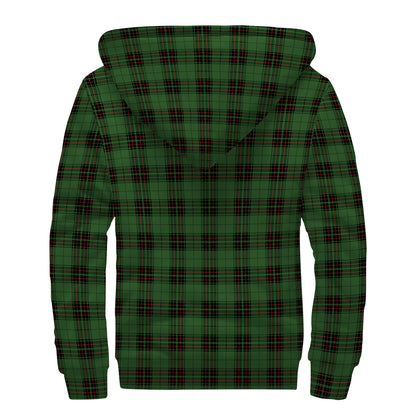 Green Black And Red Tartan Pattern Print Sherpa Lined Zip Up Hoodie