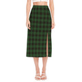 Green Black And Red Tartan Pattern Print Side Slit Midi Skirt